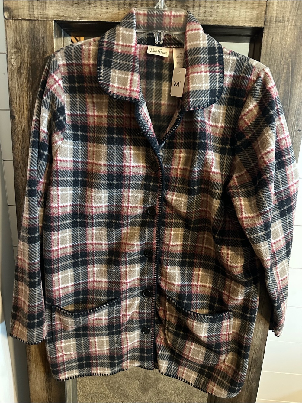 Bobbie Brooks Medium Women’s Polyester Plaid Fleece Jacket Coat Shacket Barn